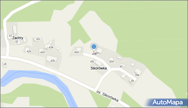 Ochotnica Dolna, Osiedle Sikorówka, 40B, mapa Ochotnica Dolna