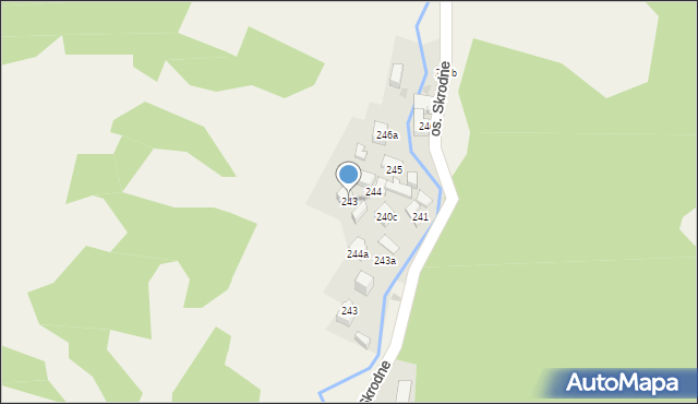 Ochotnica Dolna, Osiedle Skrodne, 243, mapa Ochotnica Dolna