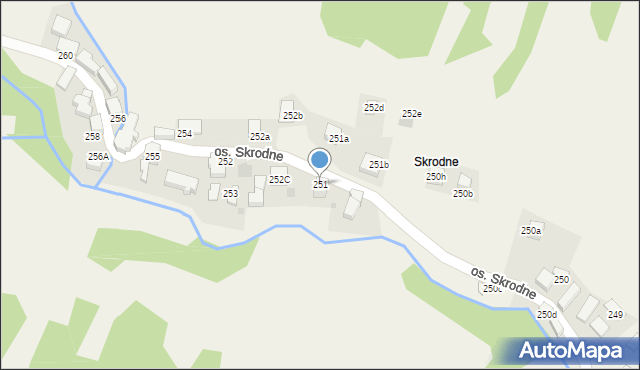 Ochotnica Dolna, Osiedle Skrodne, 251, mapa Ochotnica Dolna