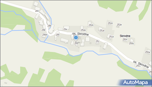 Ochotnica Dolna, Osiedle Skrodne, 253, mapa Ochotnica Dolna