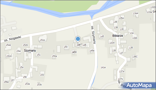 Ochotnica Dolna, Osiedle Szymany, 148, mapa Ochotnica Dolna