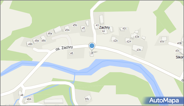 Ochotnica Dolna, Osiedle Zachry, 16, mapa Ochotnica Dolna