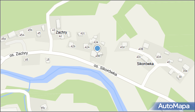 Ochotnica Dolna, Osiedle Zachry, 43b, mapa Ochotnica Dolna