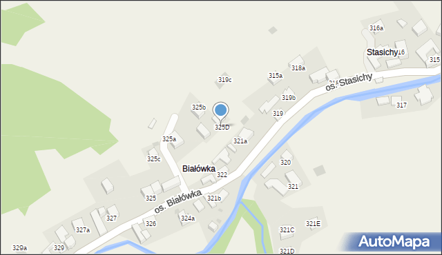 Ochotnica Górna, Osiedle Białówka, 325D, mapa Ochotnica Górna