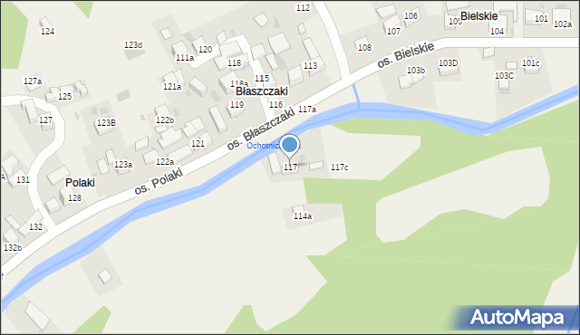 Ochotnica Górna, Osiedle Błaszczaki, 117, mapa Ochotnica Górna