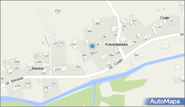 Ochotnica Górna, Osiedle Czajki, 99c, mapa Ochotnica Górna