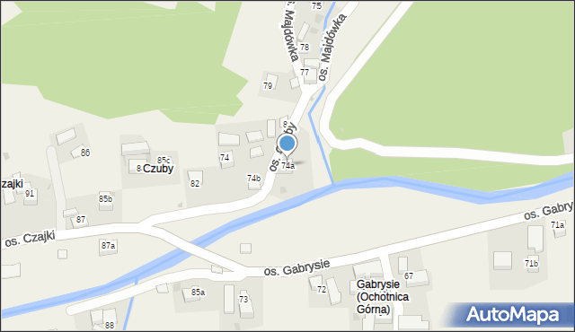 Ochotnica Górna, Osiedle Czuby, 74a, mapa Ochotnica Górna