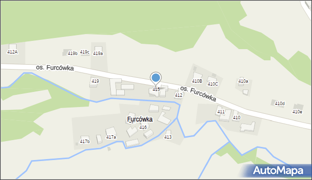 Ochotnica Górna, Osiedle Furcówka, 415, mapa Ochotnica Górna