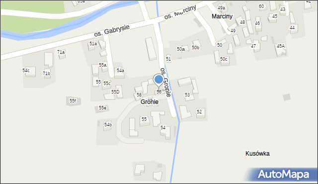 Ochotnica Górna, Osiedle Gronie, 56, mapa Ochotnica Górna