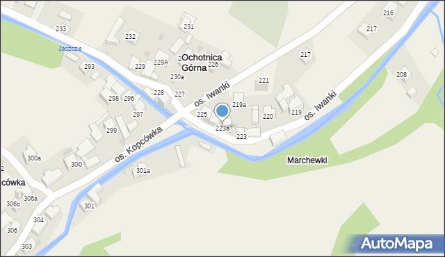 Ochotnica Górna, Osiedle Iwanki, 223a, mapa Ochotnica Górna