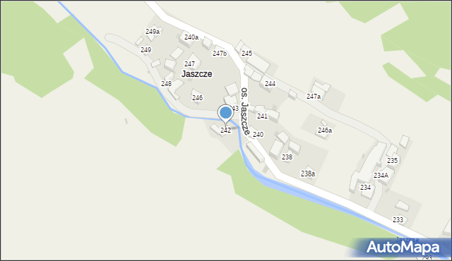 Ochotnica Górna, Osiedle Jaszcze, 242, mapa Ochotnica Górna