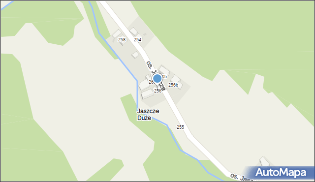 Ochotnica Górna, Osiedle Jaszcze, 256, mapa Ochotnica Górna