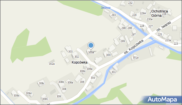 Ochotnica Górna, Osiedle Kopcówka, 300a, mapa Ochotnica Górna