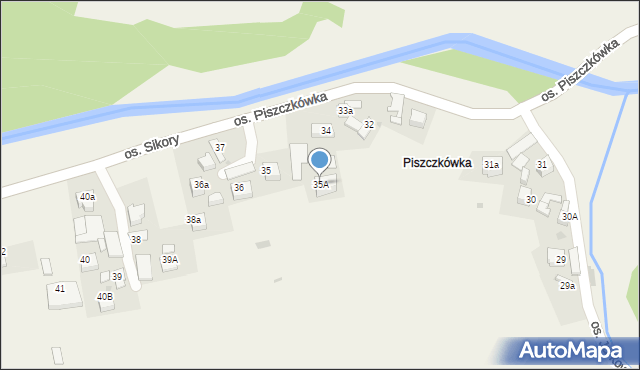 Ochotnica Górna, Osiedle Piszczkówka, 35A, mapa Ochotnica Górna
