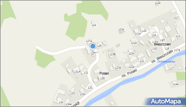 Ochotnica Górna, Osiedle Polaki, 127, mapa Ochotnica Górna