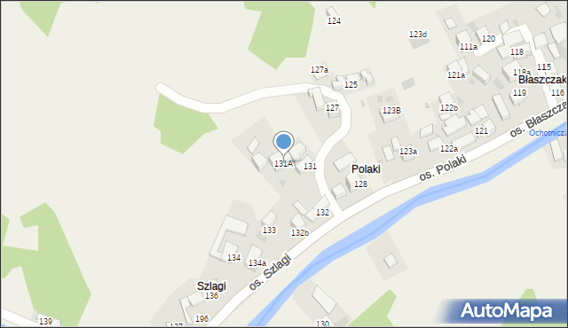 Ochotnica Górna, Osiedle Polaki, 131A, mapa Ochotnica Górna