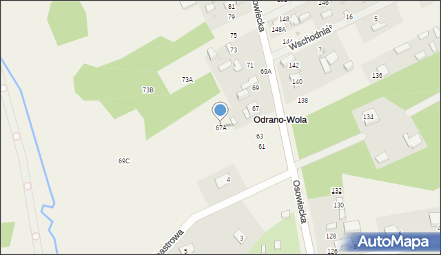 Odrano-Wola, Osowiecka, 67A, mapa Odrano-Wola