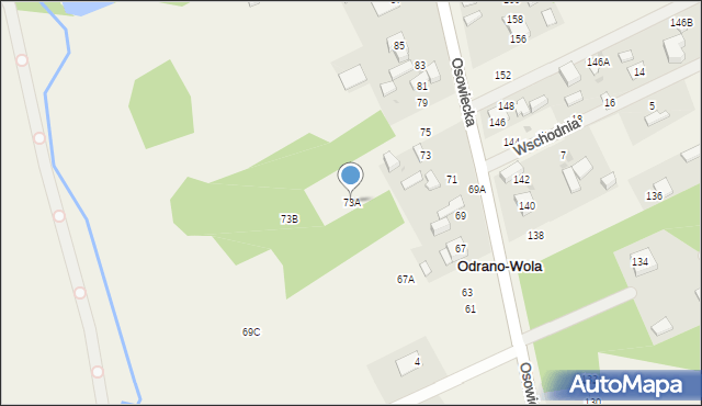 Odrano-Wola, Osowiecka, 73A, mapa Odrano-Wola