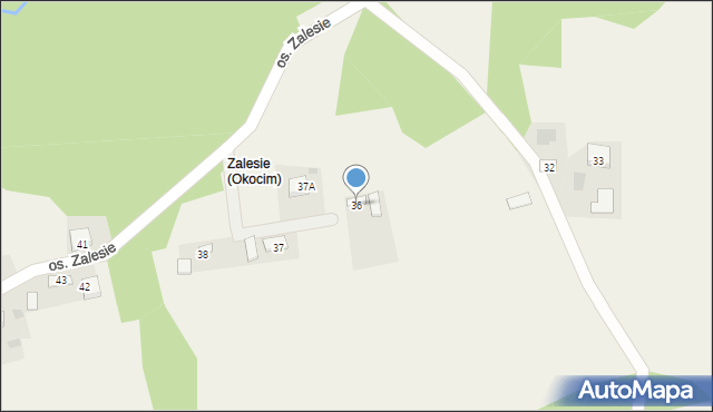 Okocim, Osiedle Zalesie, 36, mapa Okocim