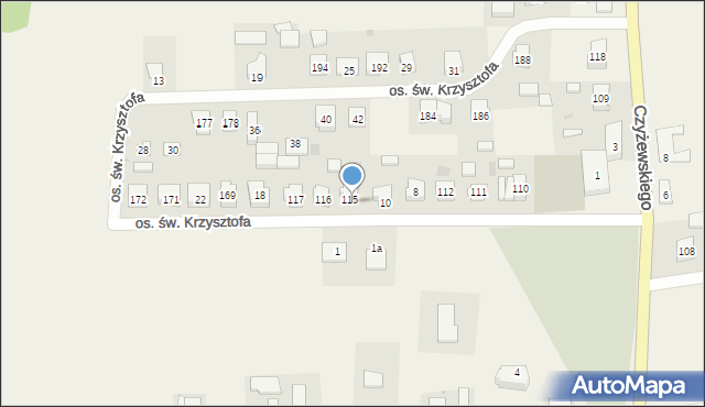 Opalenie, Osiedle św. Krzysztofa, 12, mapa Opalenie