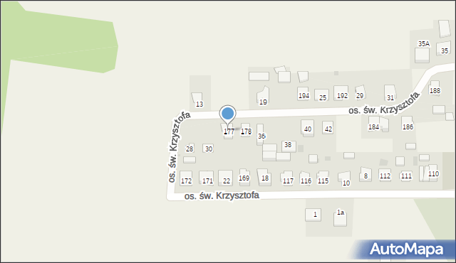 Opalenie, Osiedle św. Krzysztofa, 177, mapa Opalenie