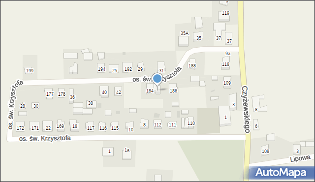 Opalenie, Osiedle św. Krzysztofa, 185, mapa Opalenie