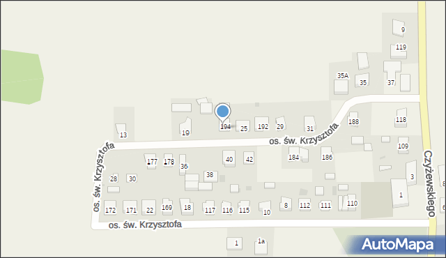 Opalenie, Osiedle św. Krzysztofa, 23, mapa Opalenie