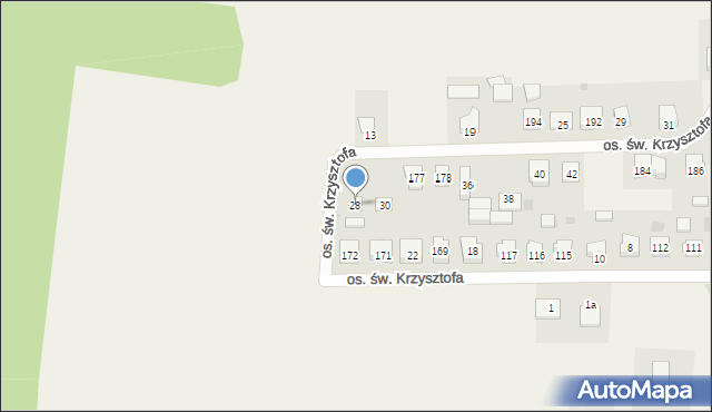 Opalenie, Osiedle św. Krzysztofa, 28, mapa Opalenie