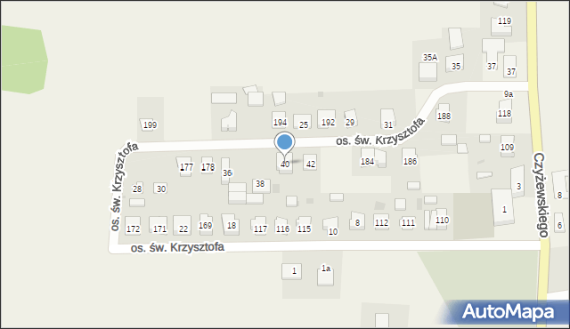 Opalenie, Osiedle św. Krzysztofa, 40, mapa Opalenie