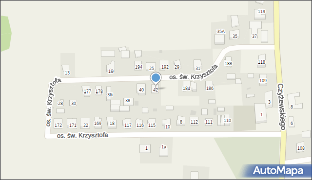 Opalenie, Osiedle św. Krzysztofa, 42, mapa Opalenie