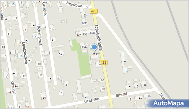 Opole, Oświęcimska, 62A, mapa Opola