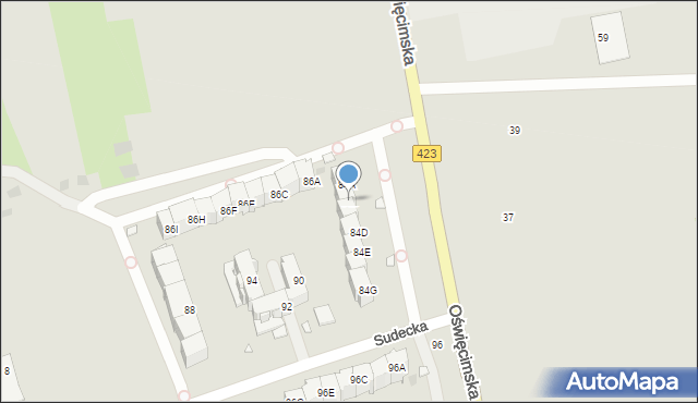 Opole, Oświęcimska, 84B, mapa Opola