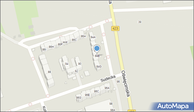 Opole, Oświęcimska, 84E, mapa Opola