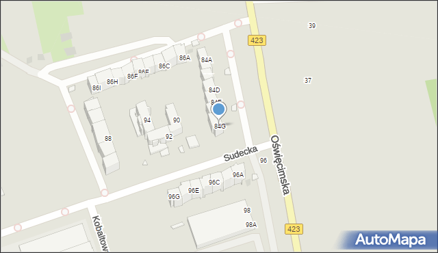 Opole, Oświęcimska, 84G, mapa Opola