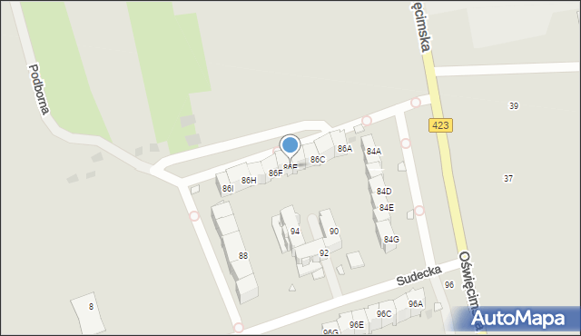 Opole, Oświęcimska, 86E, mapa Opola