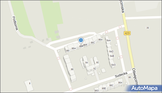 Opole, Oświęcimska, 86F, mapa Opola