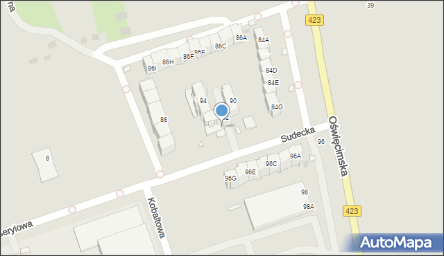 Opole, Oświęcimska, 92a, mapa Opola