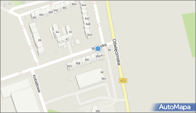 Opole, Oświęcimska, 96A, mapa Opola