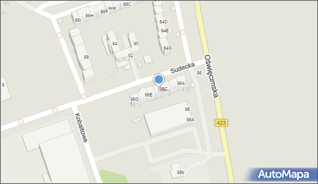 Opole, Oświęcimska, 96D, mapa Opola