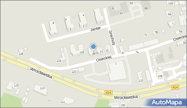 Opole, Osieckiej Agnieszki, 16, mapa Opola