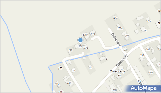 Osieczany, Osieczany, 208, mapa Osieczany