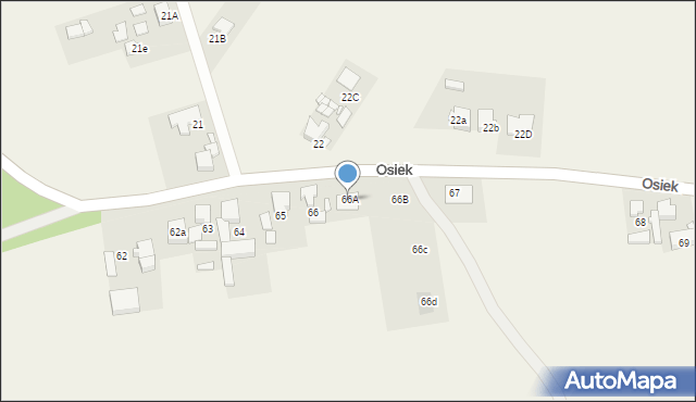 Osiek, Osiek, 66A, mapa Osiek