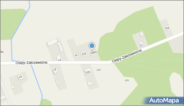 Osipy-Zakrzewizna, Osipy-Zakrzewizna, 12A, mapa Osipy-Zakrzewizna