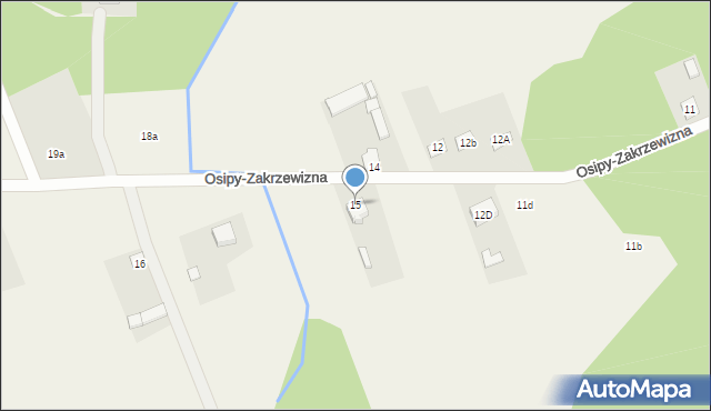 Osipy-Zakrzewizna, Osipy-Zakrzewizna, 15, mapa Osipy-Zakrzewizna