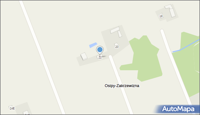 Osipy-Zakrzewizna, Osipy-Zakrzewizna, 21, mapa Osipy-Zakrzewizna