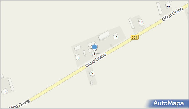 Ośno Górne, Ośno Dolne, 9, mapa Ośno Górne