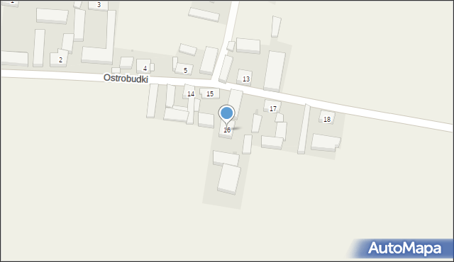 Ostrobudki, Ostrobudki, 16, mapa Ostrobudki