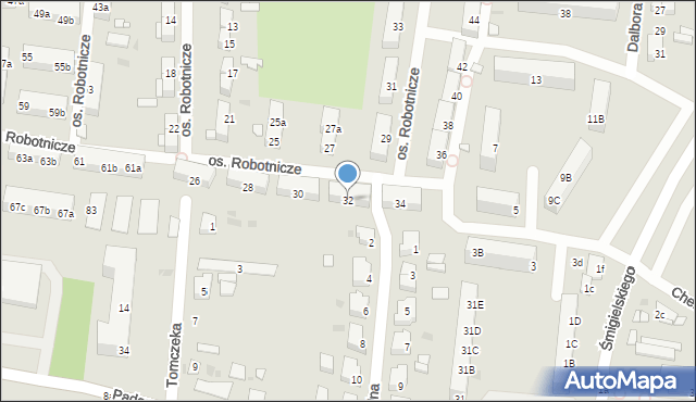 Ostrów Wielkopolski, Osiedle Robotnicze, 32, mapa Ostrów Wielkopolski