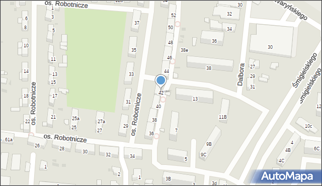 Ostrów Wielkopolski, Osiedle Robotnicze, 42, mapa Ostrów Wielkopolski