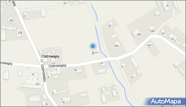 Ostrowąsy, Ostrowąsy, 20, mapa Ostrowąsy